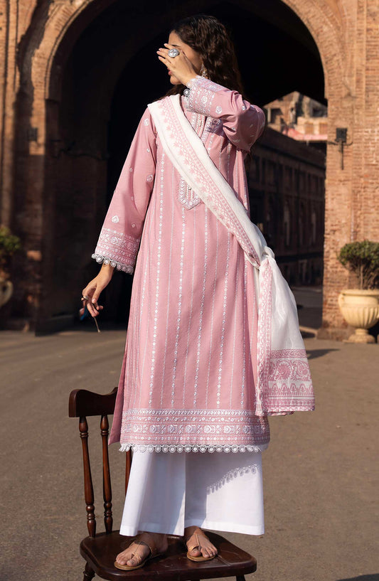 Bazaar by Casual Lite Embroidered Cotton Lawn Stitched 3 Piece Suit - Subtle Pink - CL25BS - Summer Collection