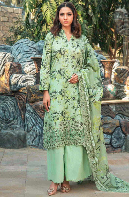 Suleika by Tawakkal Fabrics Embroidered Lawn Unstitched 3 Piece Suit - D-1246 - TF25SUV3 - Green - Summer Collection