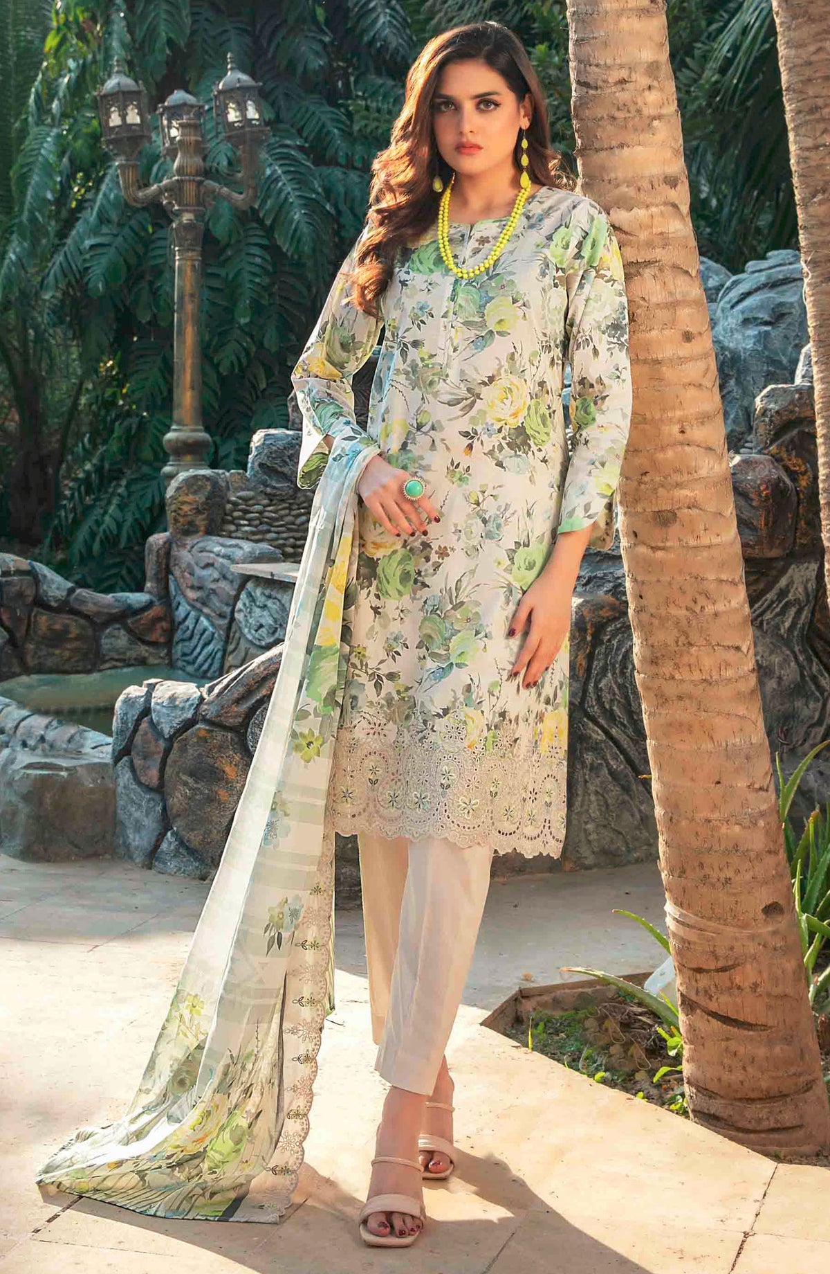 Suleika by Tawakkal Fabrics Embroidered Lawn Unstitched 3 Piece Suit - D-1245 - TF25SUV3 - Off White - Summer Collection