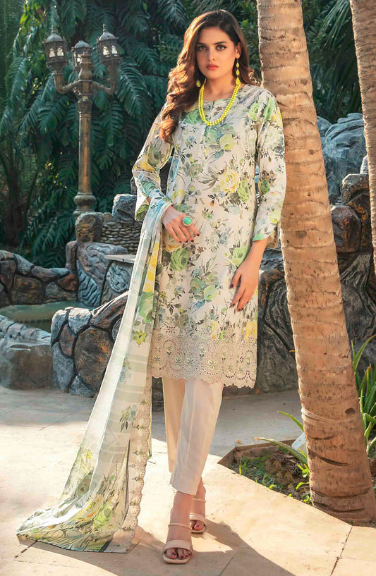 Suleika by Tawakkal Fabrics Embroidered Lawn Unstitched 3 Piece Suit - D-1245 - TF25SUV3 - Off White - Summer Collection