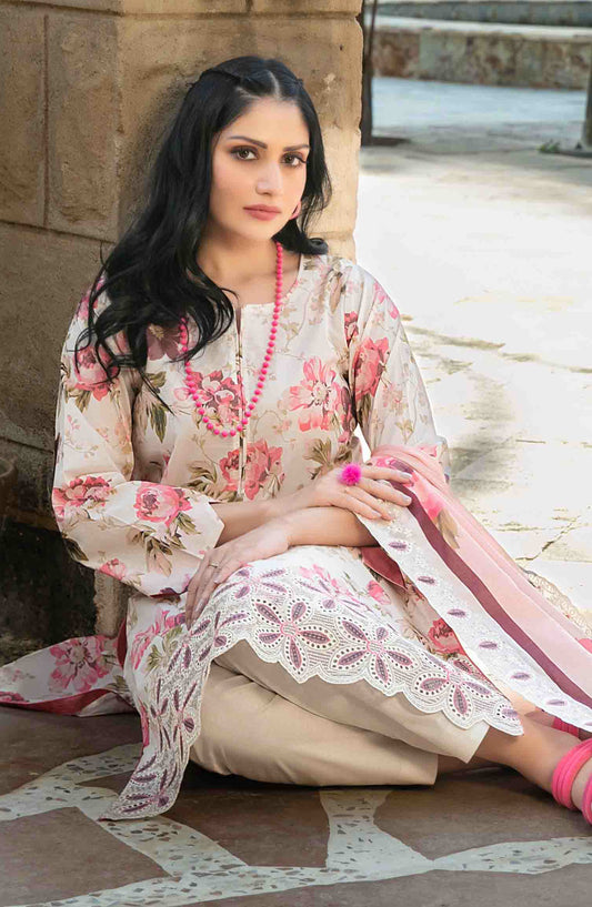 Suleika by Tawakkal Fabrics Embroidered Lawn Unstitched 3 Piece Suit - D-1241 - TF25SUV3 - Pink - Summer Collection