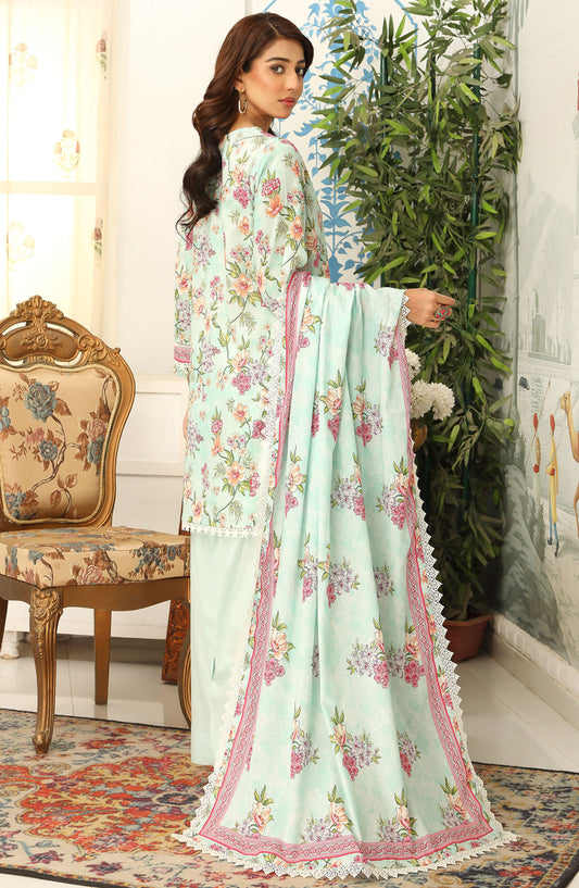 Mausummery Printed Lawn Unstitched 3 Piece Suit - Marine Bloom - MU25SSUL - Blue - Summer Collection