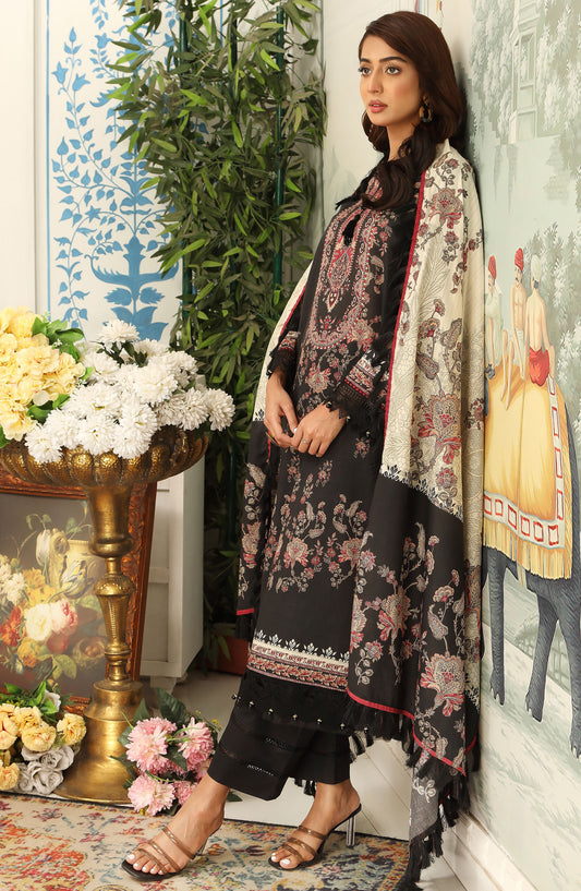 Mausummery Printed Lawn Unstitched 3 Piece Suit - Noir - MU25SSUL - Black - Summer Collection