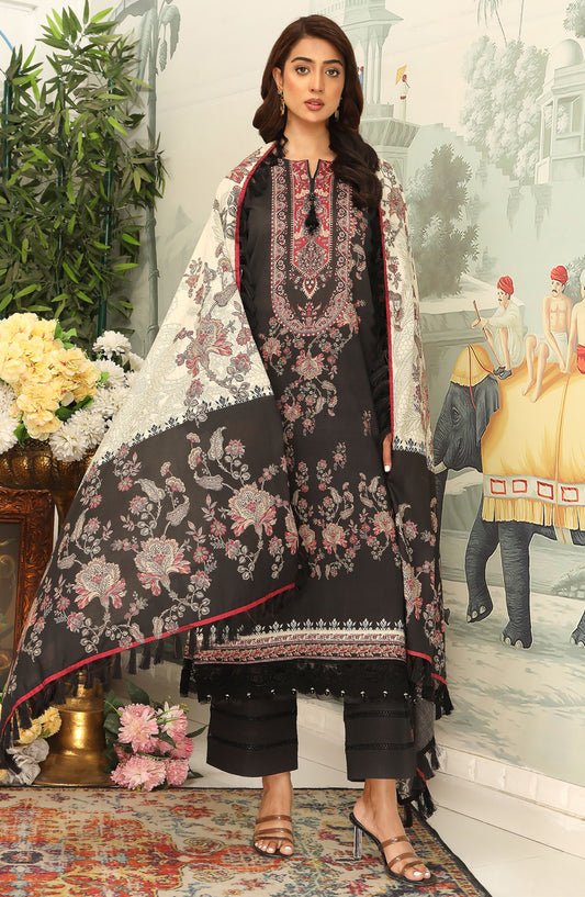 Mausummery Printed Lawn Unstitched 3 Piece Suit - Noir - MU25SSUL - Black - Summer Collection