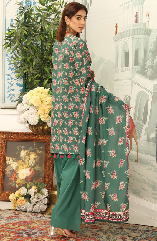 Mausummery Printed Lawn Unstitched 3 Piece Suit - Zinnia - MU25SSUL - Green - Summer Collection