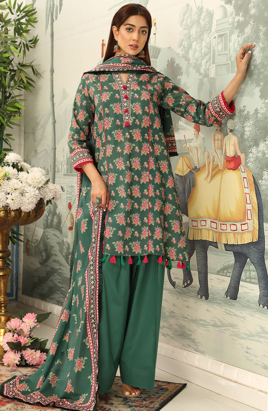 Mausummery Printed Lawn Unstitched 3 Piece Suit - Zinnia - MU25SSUL - Green - Summer Collection