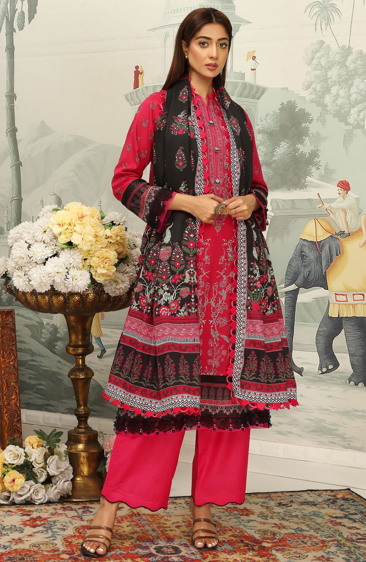 Mausummery Printed Lawn Unstitched 3 Piece Suit - Gardenia - MU25SSUL - PInk - Summer Collection