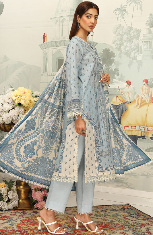 Mausummery Printed Lawn Unstitched 3 Piece Suit - Iris - MU25SSUL - Blue - Summer Collection
