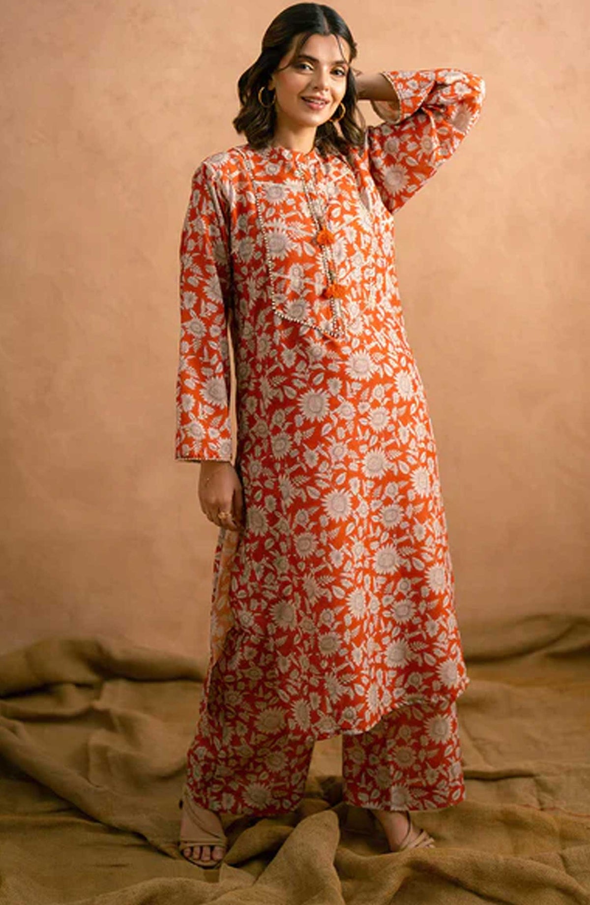 Ayla Studio Printed Poly Viscose Stitched 2 Piece - Sun Flower - AY25WOF - Casual Collection
