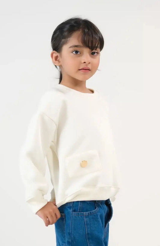 Sprinkles Kids Winter Collection - Sweatshirt With Flap- Cream White