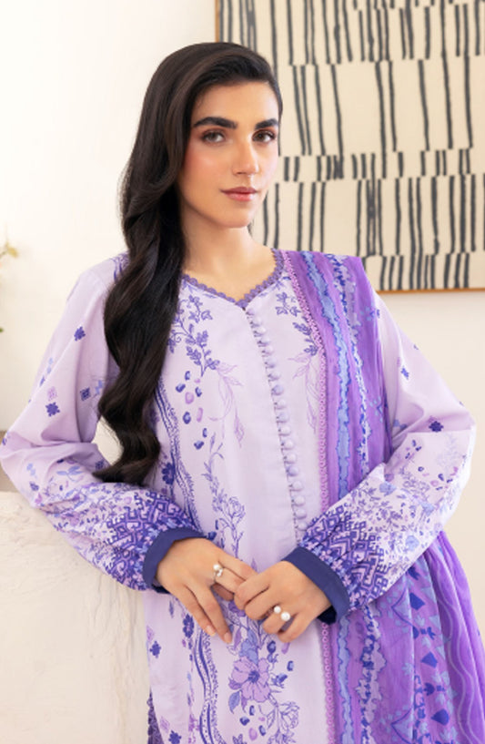 Florent Printed Lawn Unstitched 3 Piece Suit - FL-10 - FL25LUP - Purple - Summer Collection