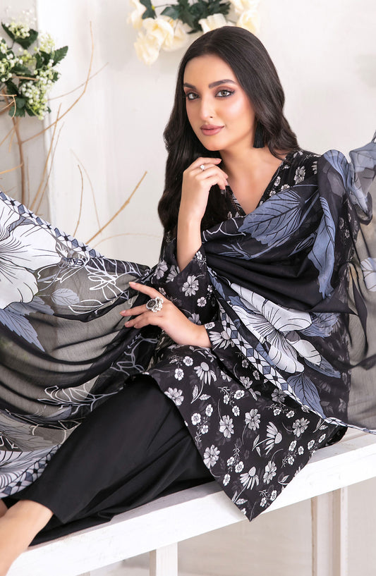 Sehra by Tawakkal Fabrics Digital Printed Lawn Unstitched 3 Piece Suit - TF25SHR - D-1192 - Black - Summer Collection
