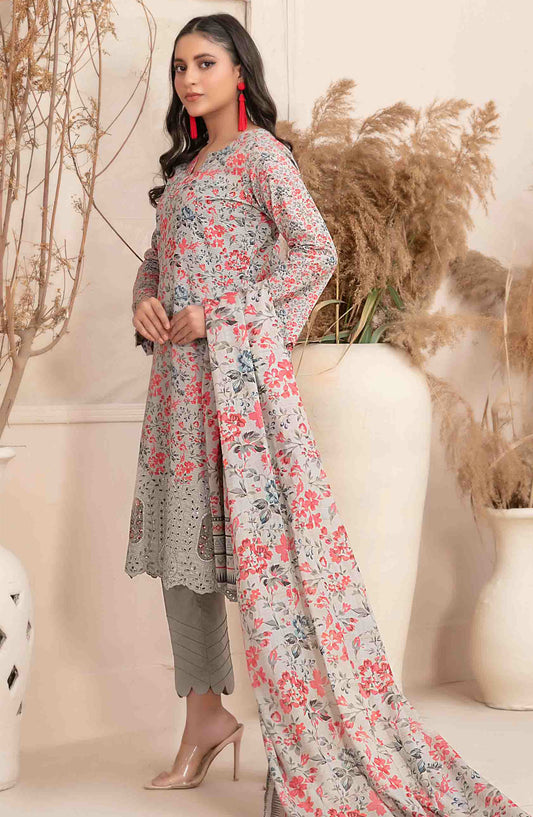 Meheroon by Tawakkal Fabrics Embroidered Lawn Unstitched 3 Piece Suit - D-1109 - TF25MELDPV2 - Grey - Summer Collection
