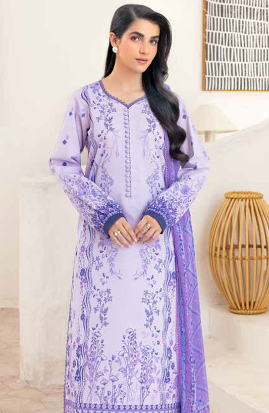Florent Printed Lawn Unstitched 3 Piece Suit - FL-10 - FL25LUP - Purple - Summer Collection