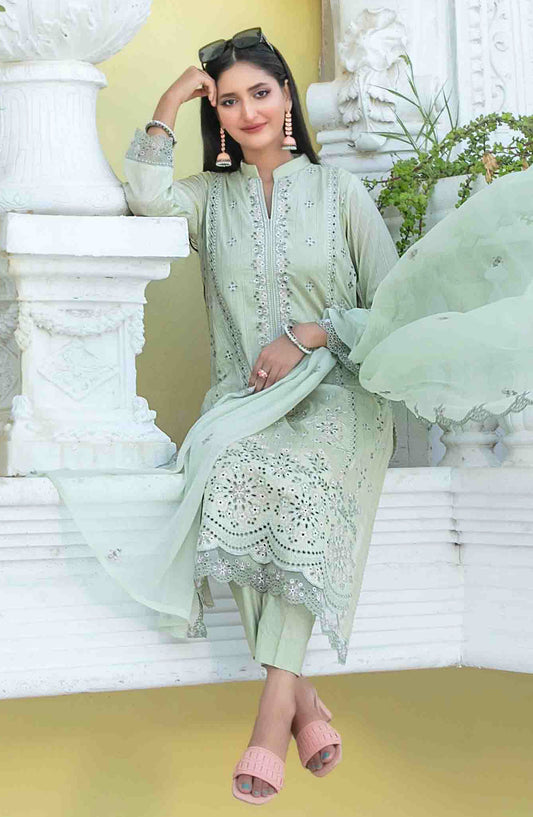 Mihrimia by Tawakkal Fabrics Embroidered Lawn Unstitched 3 Piece Suit - D-1750 - TF25MHNK - Green - Summer Collection
