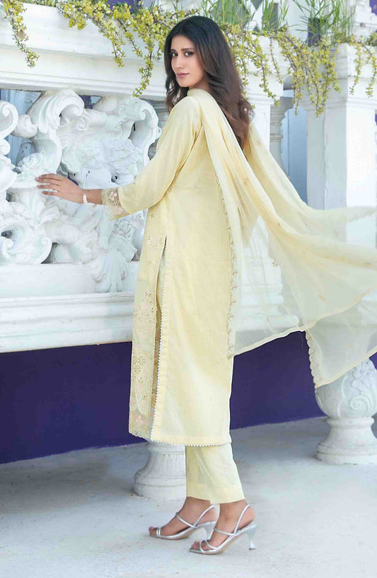 Mihrimia by Tawakkal Fabrics Embroidered Lawn Unstitched 3 Piece Suit - D-1749 - TF25MHNK - Yellow - Summer Collection