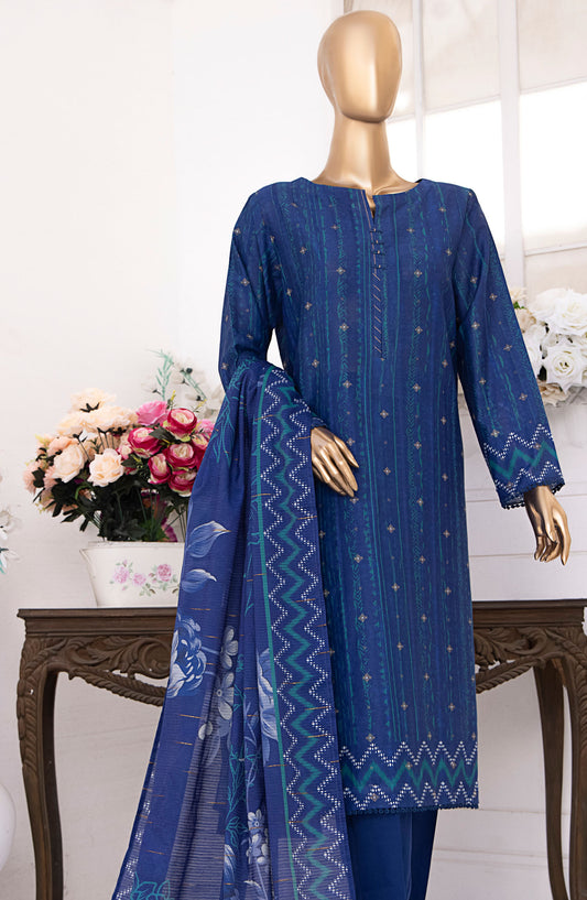 HZ Textile Printed Lawn Unstitched 3 Piece Suit - NJP-07 - HZ25NKJP - Blue - Summer Collection