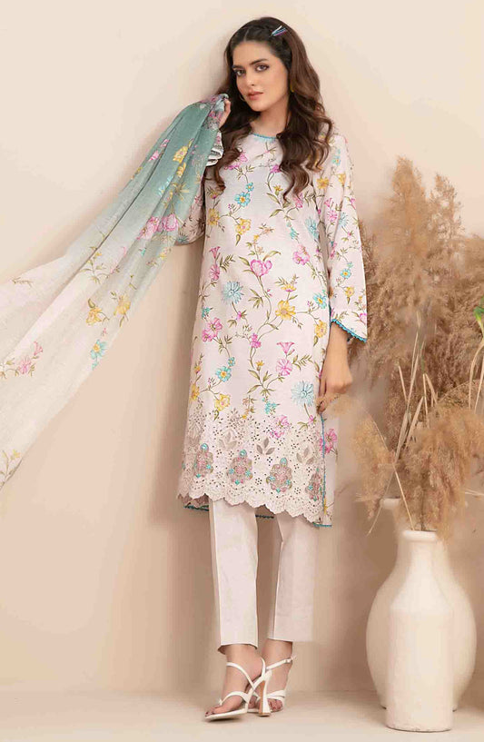 Meheroon by Tawakkal Fabrics Embroidered Lawn Unstitched 3 Piece Suit - D-1107 - TF25MELDPV2 - Off White - Summer Collection