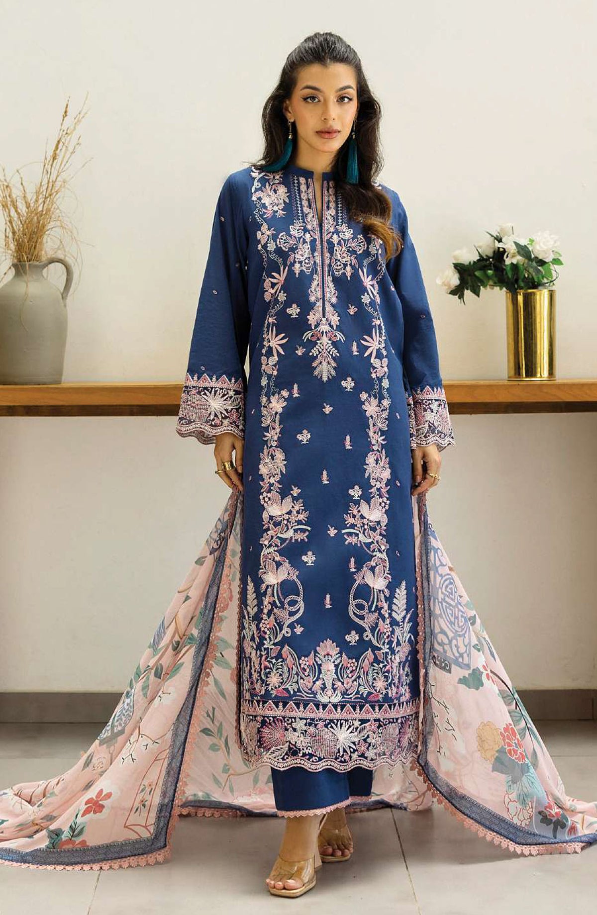 Tahra by Zainab Chottani Embroidered Lawn Unstitched 3 Piece Suit - D-14 - ZC25THEL - Blue - Summer Collection