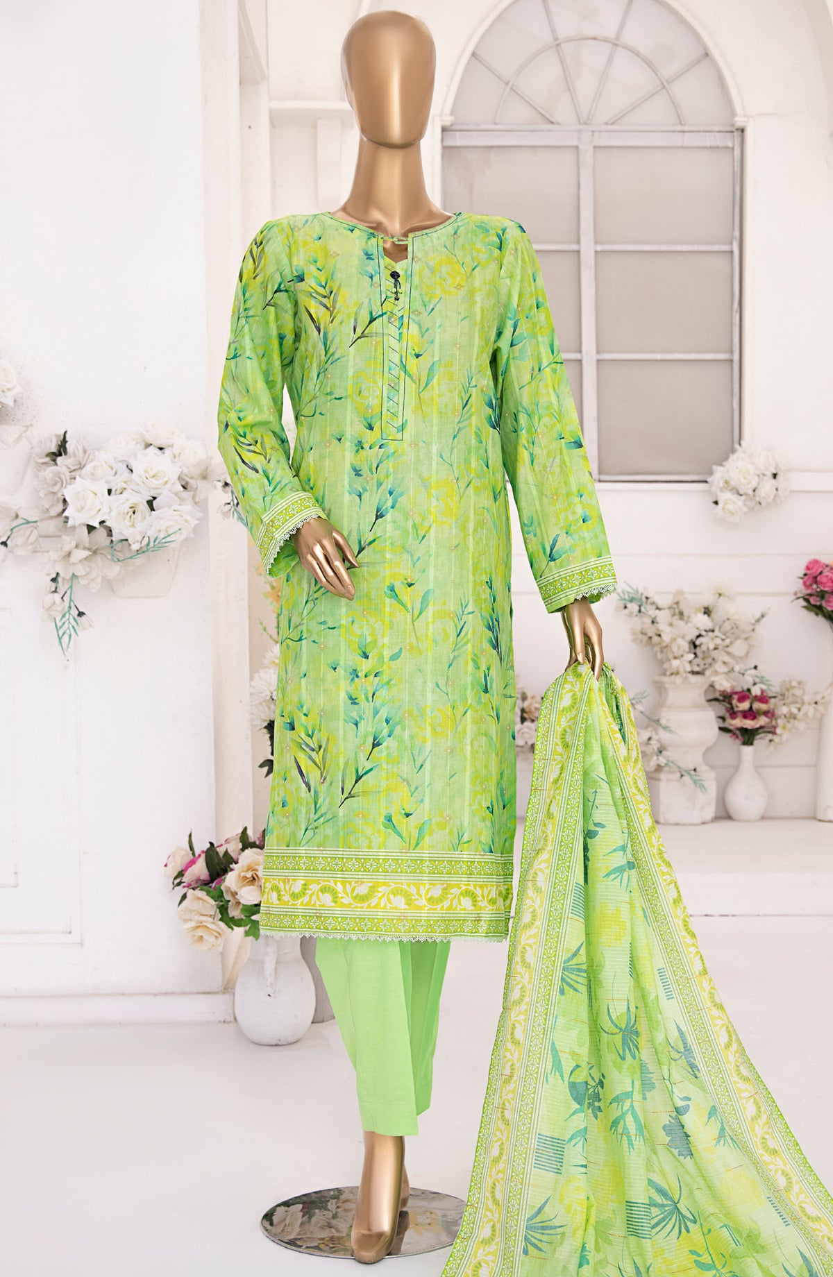 HZ Textile Printed Lawn Unstitched 3 Piece Suit - NJP-02 - HZ25NKJP - Green - Summer Collection