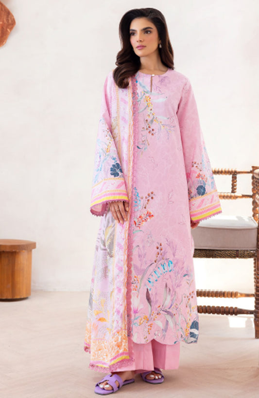 Florent Printed Lawn Unstitched 3 Piece Suit - FL-07 B - FL25LUP - Pink - Summer Collection