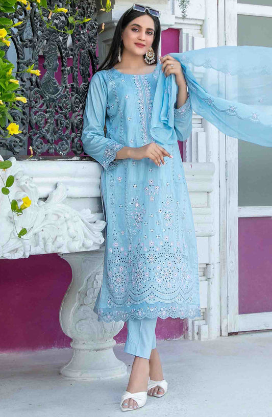 Mihrimia by Tawakkal Fabrics Embroidered Lawn Unstitched 3 Piece Suit - D-1747 - TF25MHNK - Blue - Summer Collection