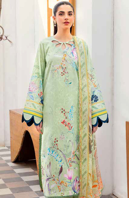 Florent Printed Lawn Unstitched 3 Piece Suit - FL-07 A - FL25LUP - Green - Summer Collection