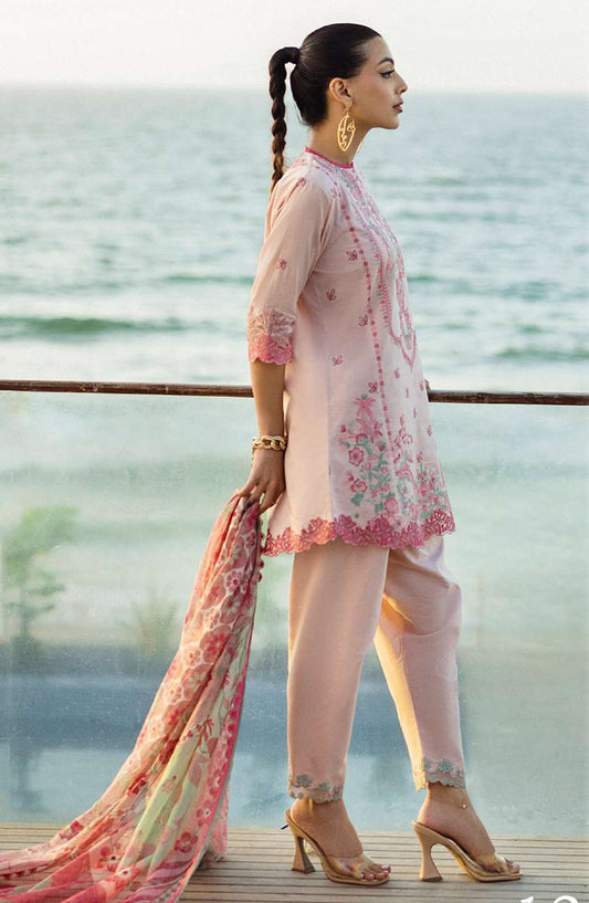 Tahra by Zainab Chottani Embroidered Lawn Unstitched 3 Piece Suit - D-13 - ZC25THEL - Pink - Summer Collection