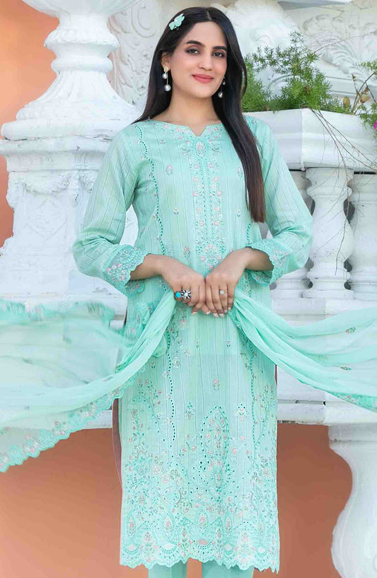 Mihrimia by Tawakkal Fabrics Embroidered Lawn Unstitched 3 Piece Suit - D-1745 - TF25MHNK - Green - Summer Collection