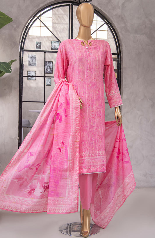 HZ Textile Printed Lawn Unstitched 3 Piece Suit - NJP-06 - HZ25NKJP - Pink - Summer Collection