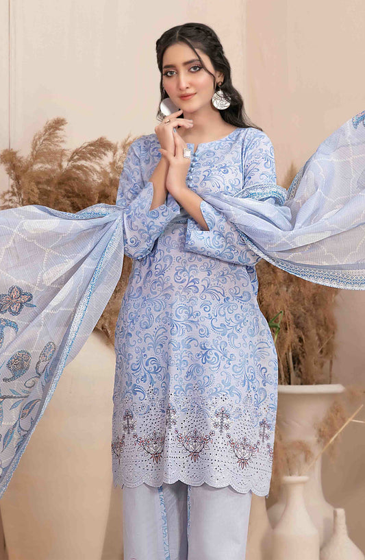Meheroon by Tawakkal Fabrics Embroidered Lawn Unstitched 3 Piece Suit - D-1104 - TF25MELDPV2 - Blue - Summer Collection