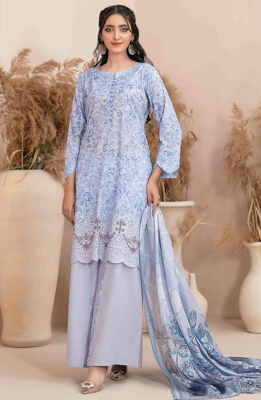 Meheroon by Tawakkal Fabrics Embroidered Lawn Unstitched 3 Piece Suit - D-1104 - TF25MELDPV2 - Blue - Summer Collection