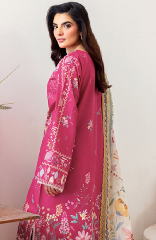 Florent Printed Lawn Unstitched 3 Piece Suit - FL-06 A - FL25LUP - Pink - Summer Collection