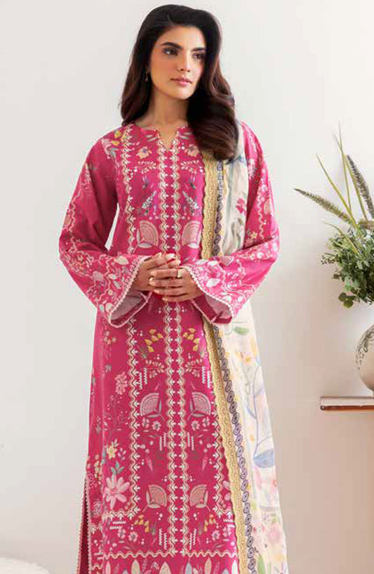 Florent Printed Lawn Unstitched 3 Piece Suit - FL-06 A - FL25LUP - Pink - Summer Collection