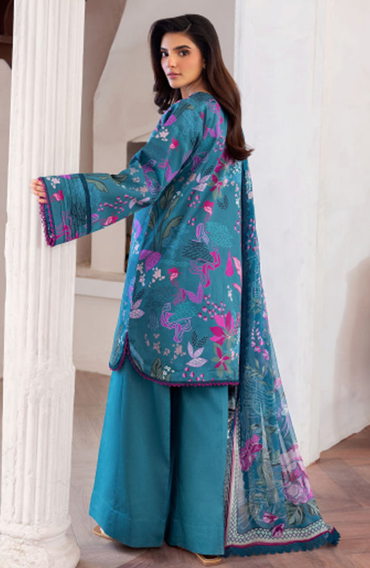 Florent Printed Lawn Unstitched 3 Piece Suit - FL-05 B - FL25LUP - Blue - Summer Collection