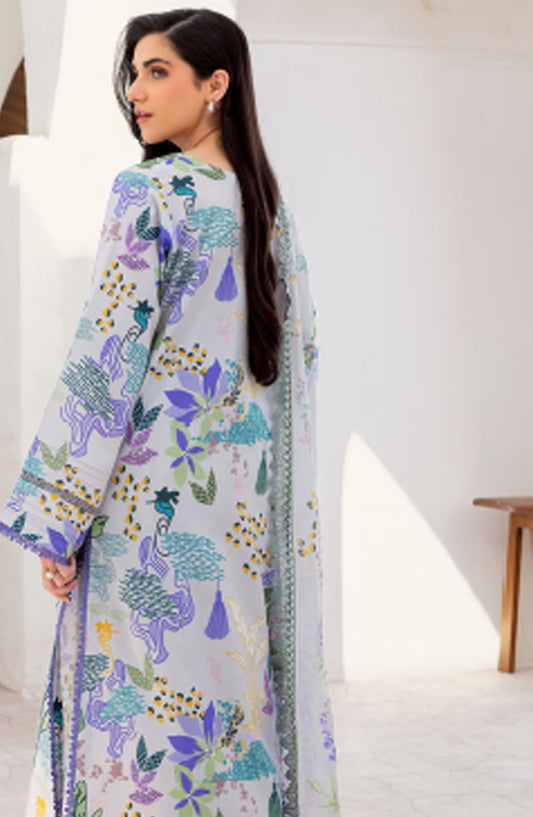 Florent Printed Lawn Unstitched 3 Piece Suit - FL-05 A - FL25LUP - White - Summer Collection