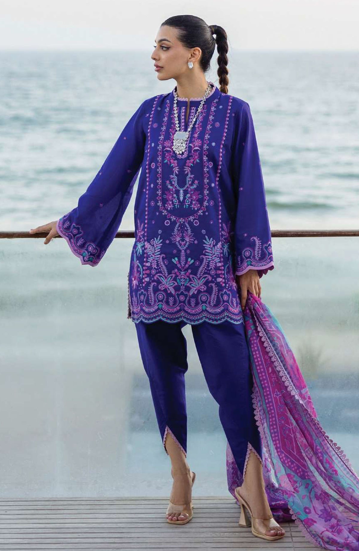 Tahra by Zainab Chottani Embroidered Lawn Unstitched 3 Piece Suit - D-11 - ZC25THEL - Purple - Summer Collection