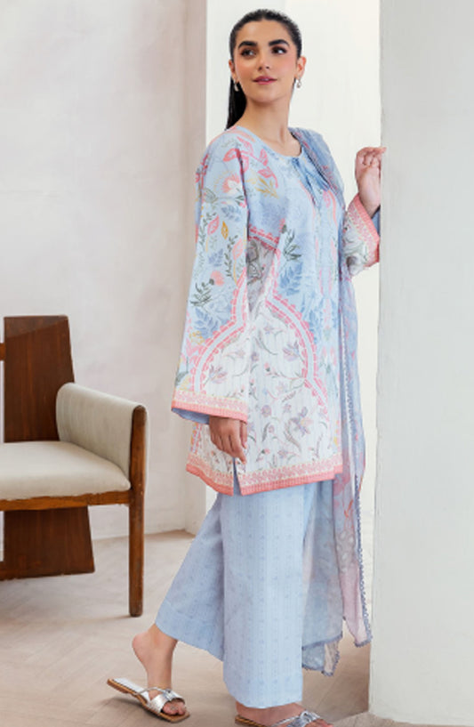 Florent Printed Lawn Unstitched 3 Piece Suit - FL-03 B - FL25LUP - Blue - Summer Collection