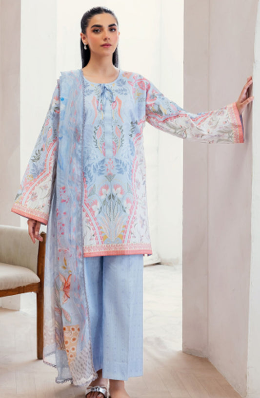 Florent Printed Lawn Unstitched 3 Piece Suit - FL-03 B - FL25LUP - Blue - Summer Collection