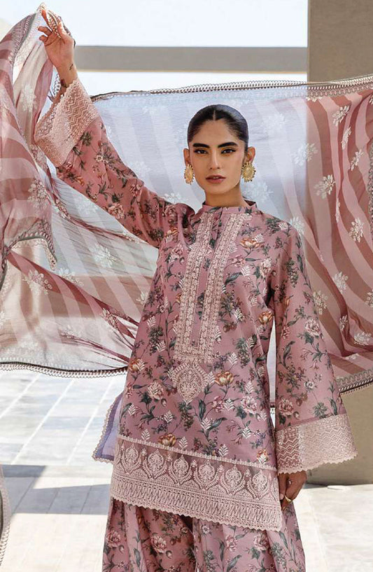 Tahra by Zainab Chottani Embroidered Lawn Unstitched 3 Piece Suit - D-09 - ZC25THEL - Pink - Summer Collection
