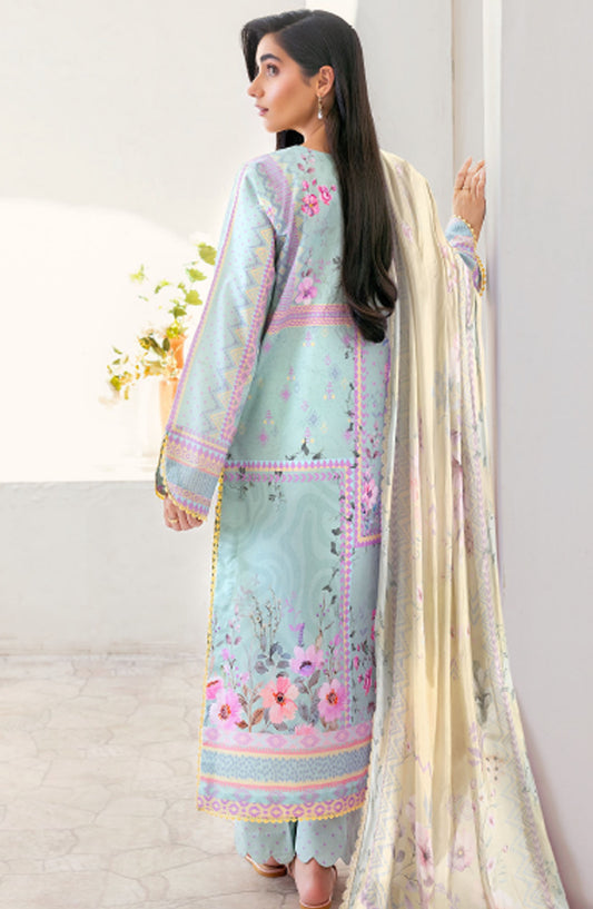 Florent Printed Lawn Unstitched 3 Piece Suit - FL-01 A - FL25LUP - Blue - Summer Collection