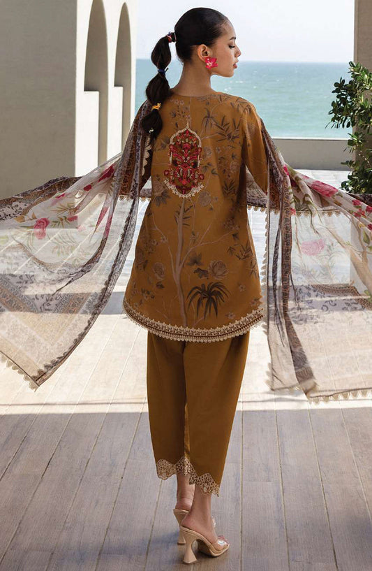 Tahra by Zainab Chottani Embroidered Lawn Unstitched 3 Piece Suit - D-06 - ZC25THEL - Mustard - Summer Collection