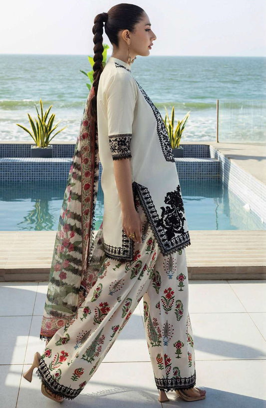 Tahra by Zainab Chottani Embroidered Lawn Unstitched 3 Piece Suit - D-05 - ZC25THEL - Off White - Summer Collection