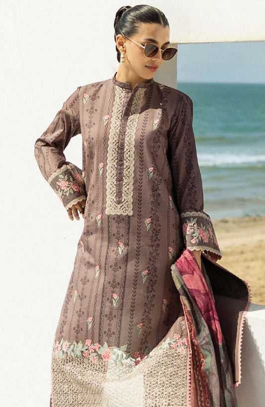 Tahra by Zainab Chottani Embroidered Lawn Unstitched 3 Piece Suit - D-04 - ZC25THEL - Brown - Summer Collection