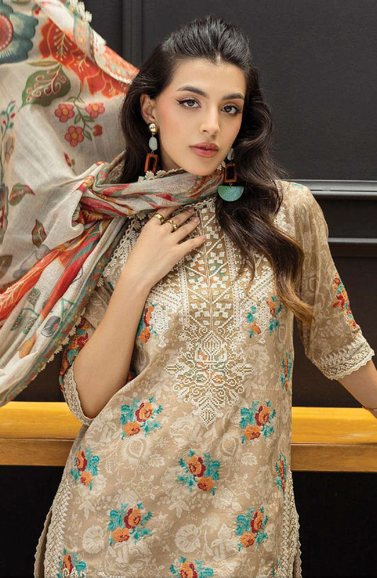 Tahra by Zainab Chottani Embroidered Lawn Unstitched 3 Piece Suit - D-03 - ZC25THEL - Beige - Summer Collection