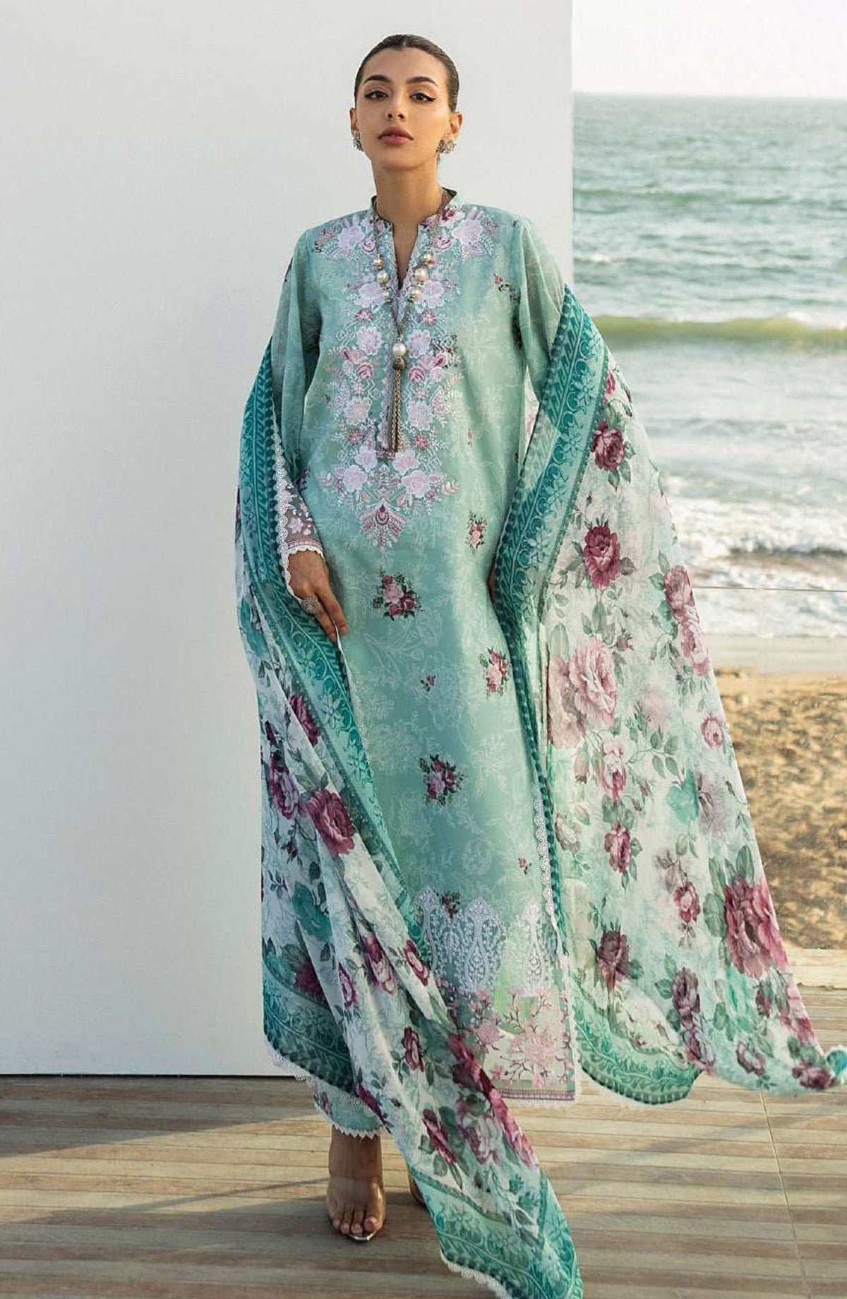 Tahra by Zainab Chottani Embroidered Lawn Unstitched 3 Piece Suit - D-02 - ZC25THEL - Green - Summer Collection