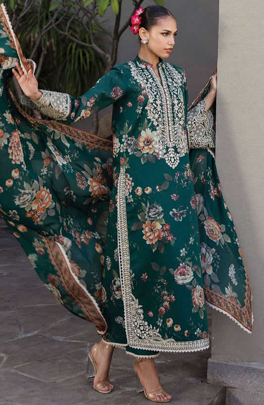 Tahra by Zainab Chottani Embroidered Lawn Unstitched 3 Piece Suit - D-01 - ZC25THEL - Green - Summer Collection