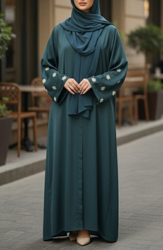 Kohinoor by TGM Front Open Premium Fabric Abaya - Tazlima - TGM25KOH - Green