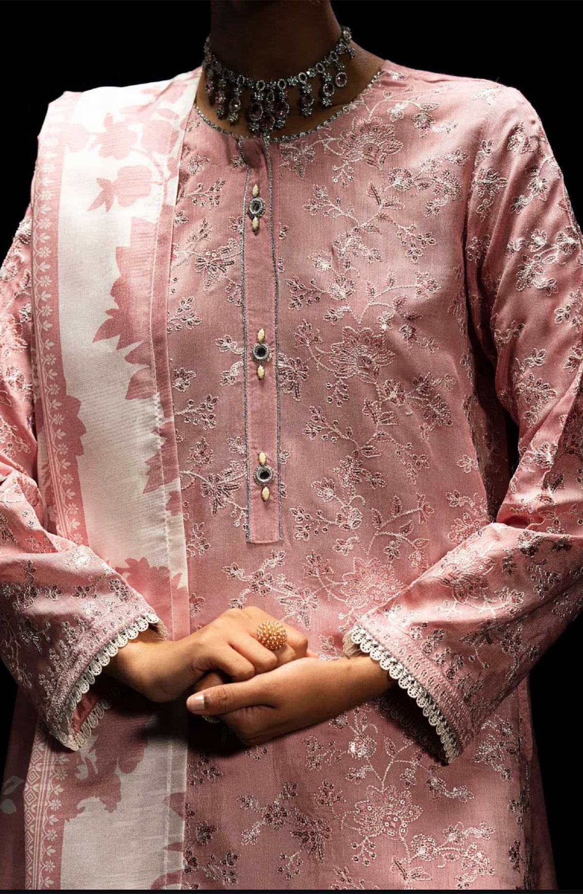 Boutique by Casual lite Embroidered Viscose Stitched 3 Piece - Tea Pink Ensemble - CL25B2 - Pink - Festive Collection