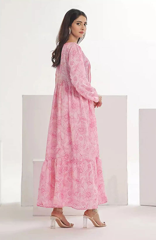 Nazmina Floret Luxury Swiss Lawn Collection 2 Pc - TF-02 Victorian Pink